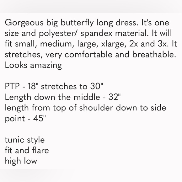 Big butterfly rhinestone fit and flare maxi dress NWT one size extremely stretch - Picture 4 of 4